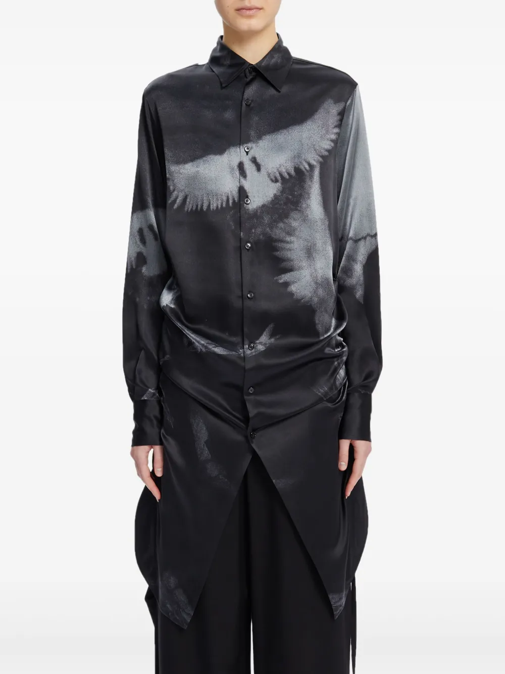 Ann Demeulemeester chemise en soie à détails imprimés | noir | Image 1