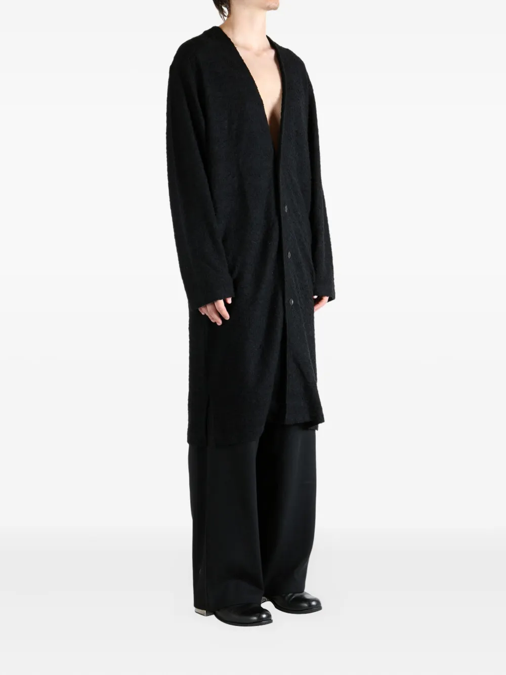 Yohji Yamamoto V-neck Wool Cardigan In Black