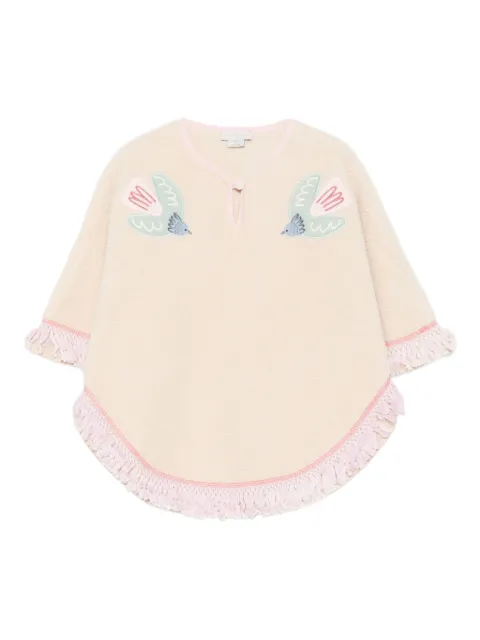 Stella McCartney Kids bird-embroidered fringe poncho