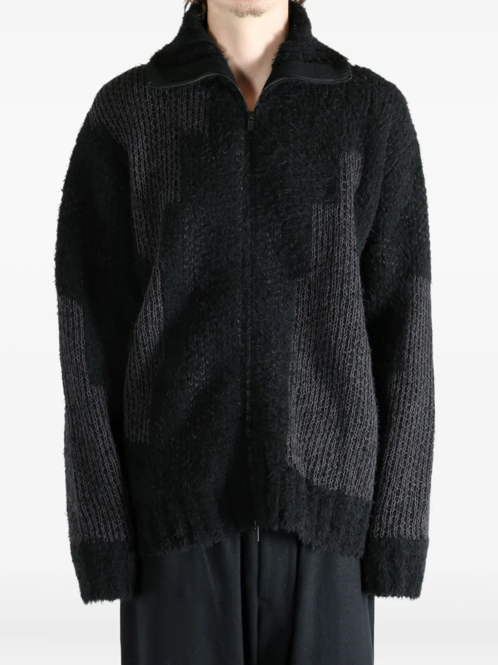 Yohji Yamamoto Panelled Zip-up Coat In Black