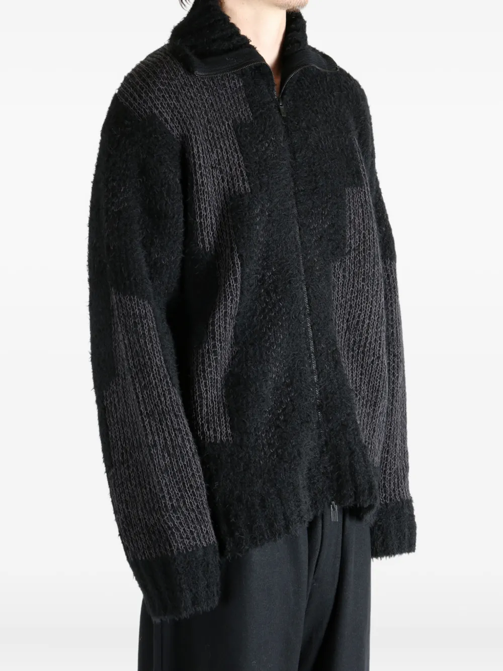 Yohji Yamamoto Panelled Zip-up Coat In Black