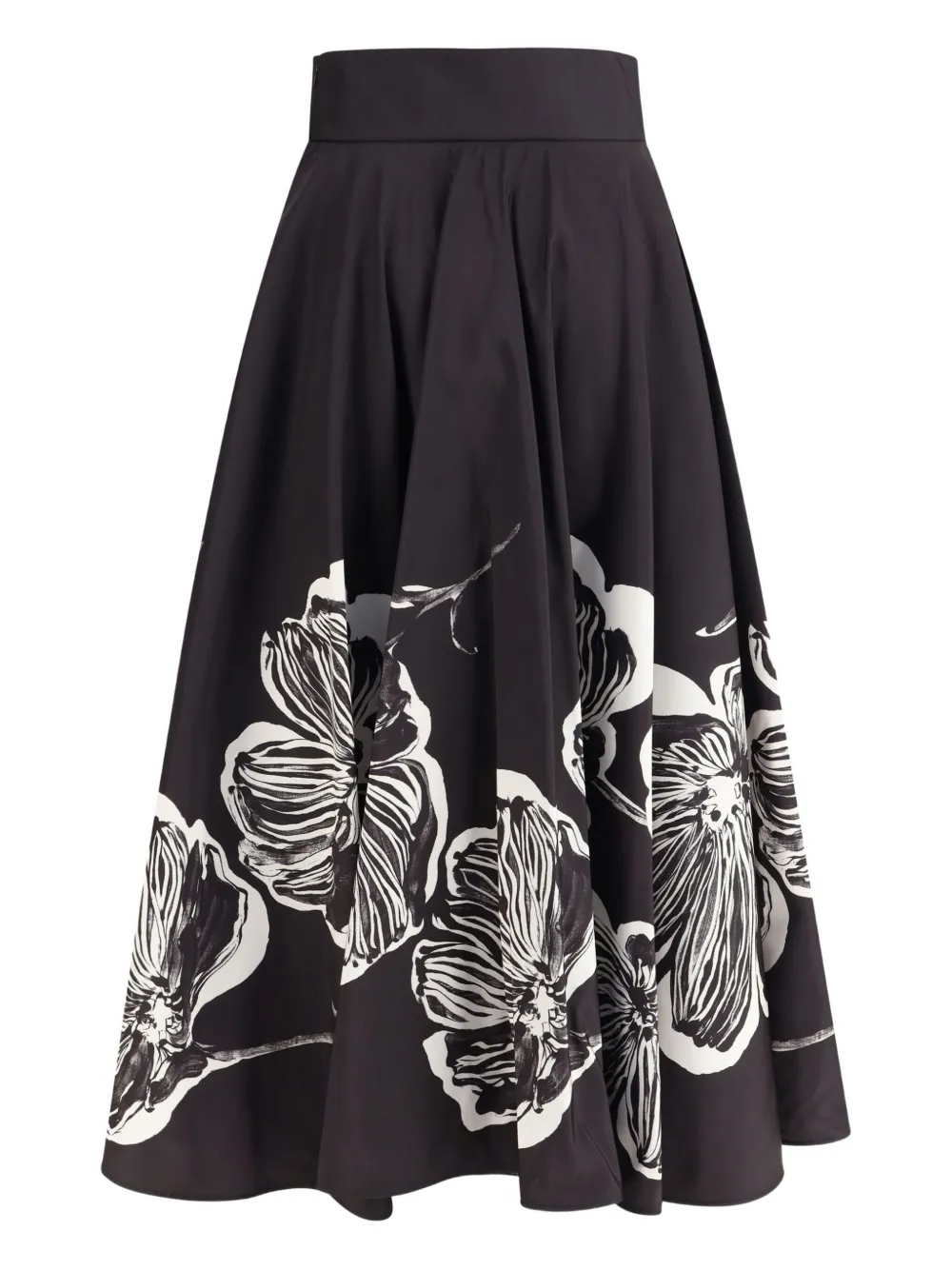 Sara Roka Midi Skirt With Floral Print In Black
