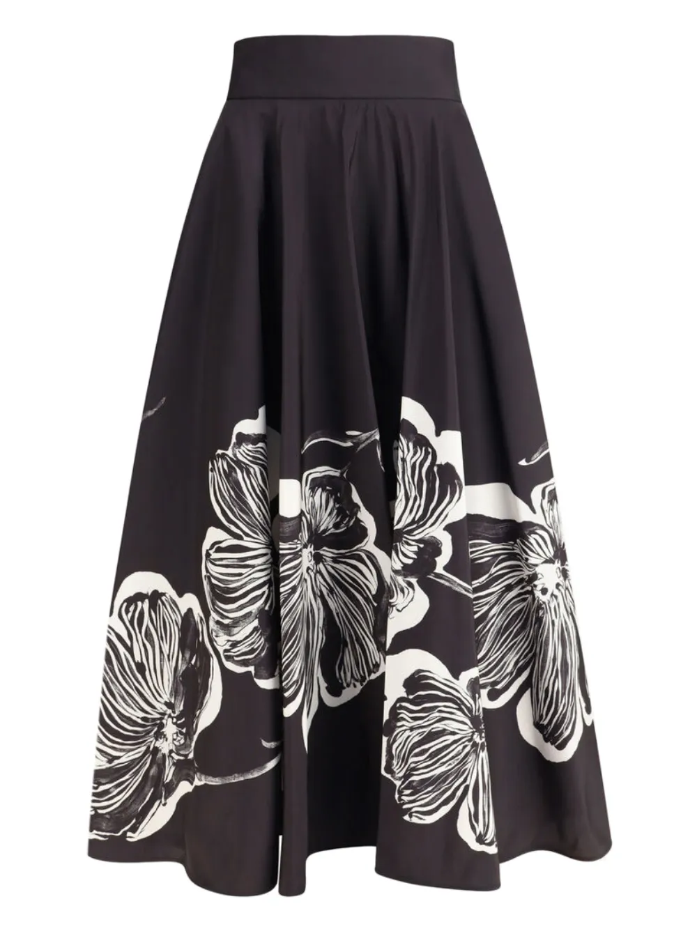 Sara Roka Midi-jurk met bloemenprint - Zwart