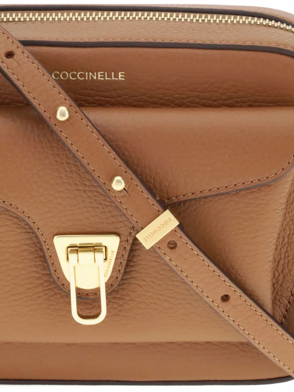 Coccinelle Textured Leather Crossbody Bag In Brown