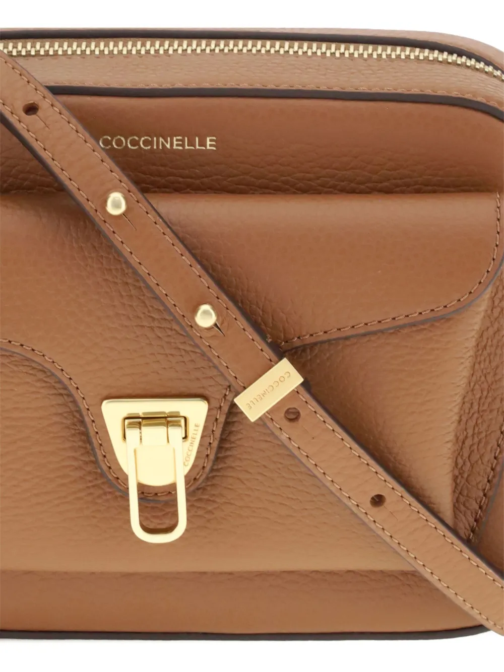 Coccinelle Textured Leather Crossbody Bag In Brown