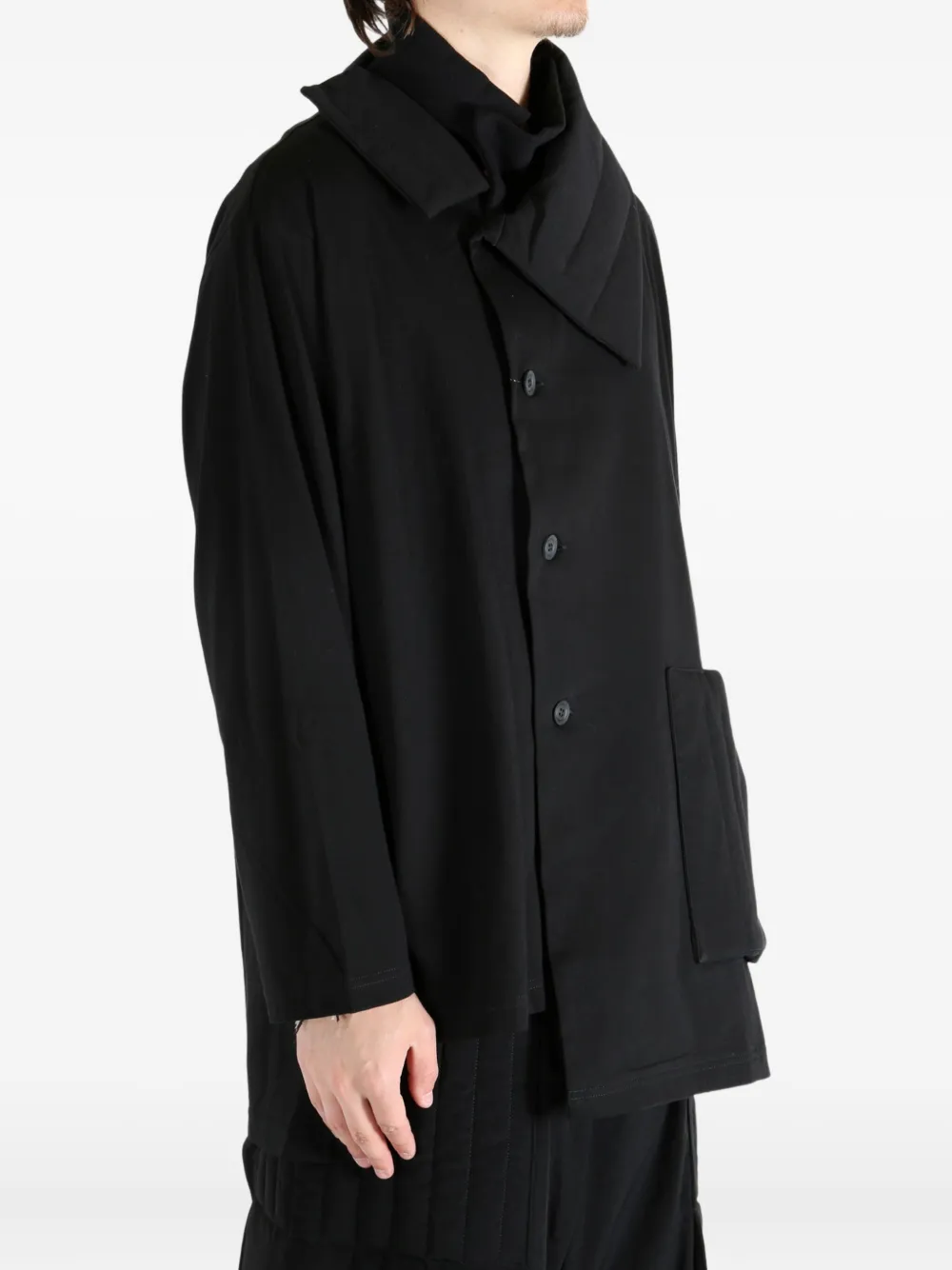 Yohji Yamamoto Quilted-panelled Coat In Black