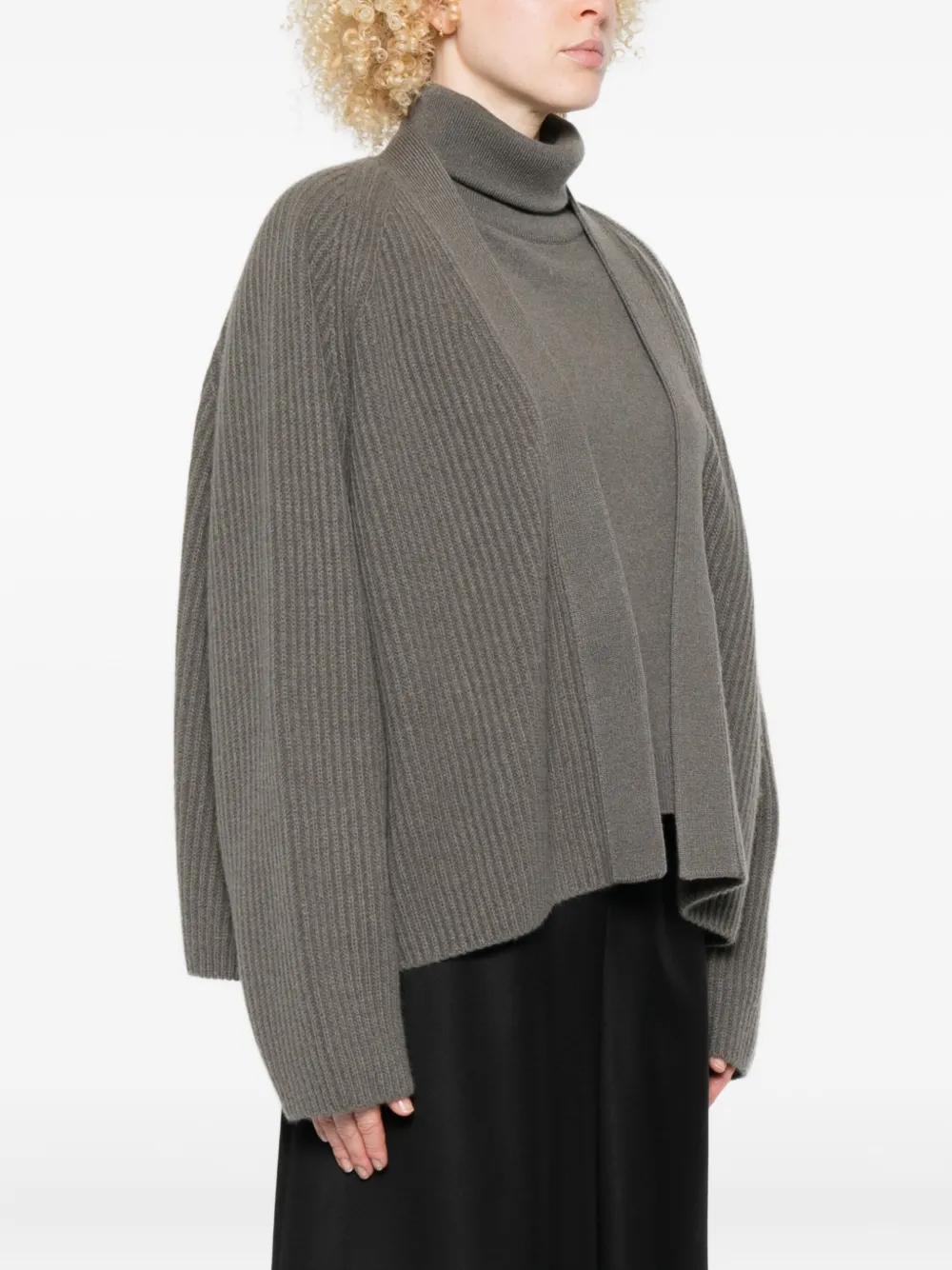 Dušan Ribbed V-neck Cardigan In Gray