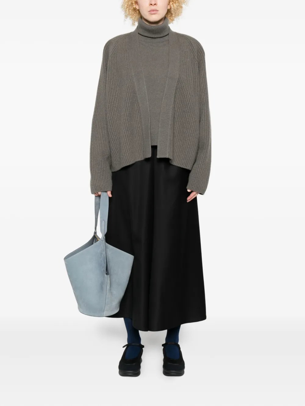 Dušan Ribbed V-neck Cardigan In Gray