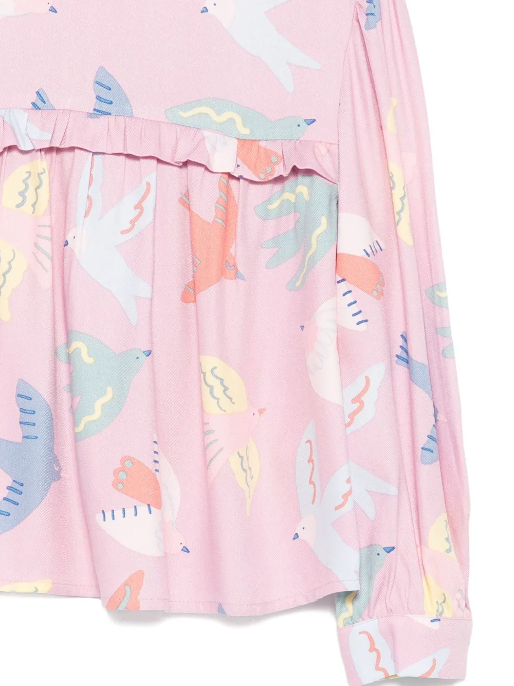 Stella Mccartney Ruffled Bird-print Blouse In Pink
