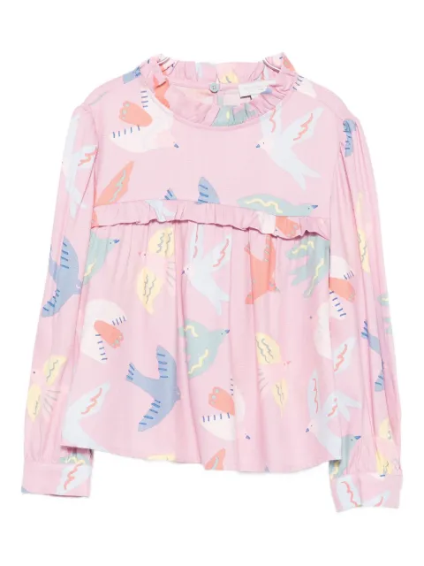 Stella McCartney Kids ruffled bird-print blouse