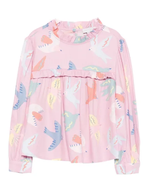 Stella McCartney Kids ruffled bird-print blouse