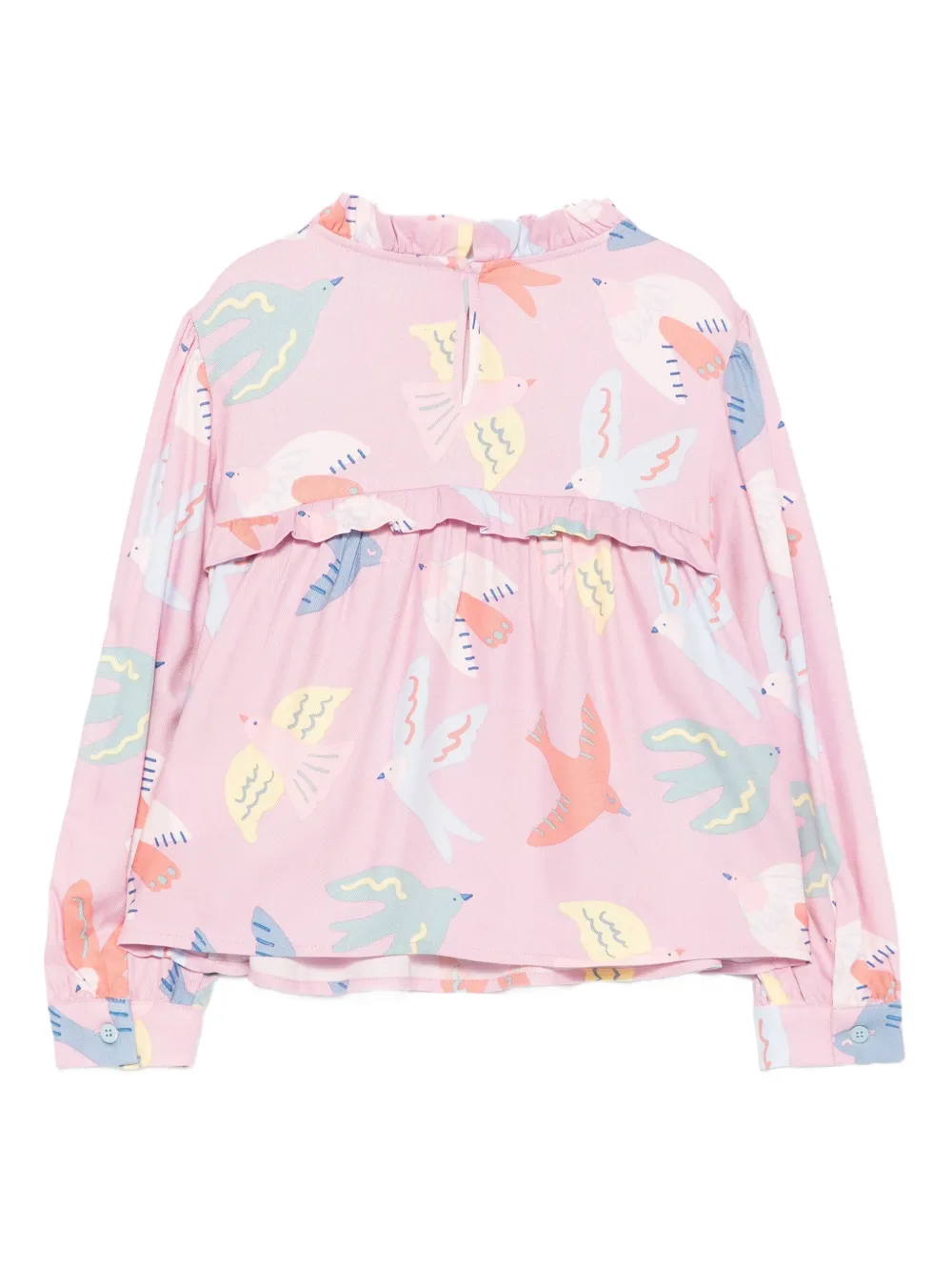 Stella McCartney Kids Shirt met ruches en vogelprint Paars