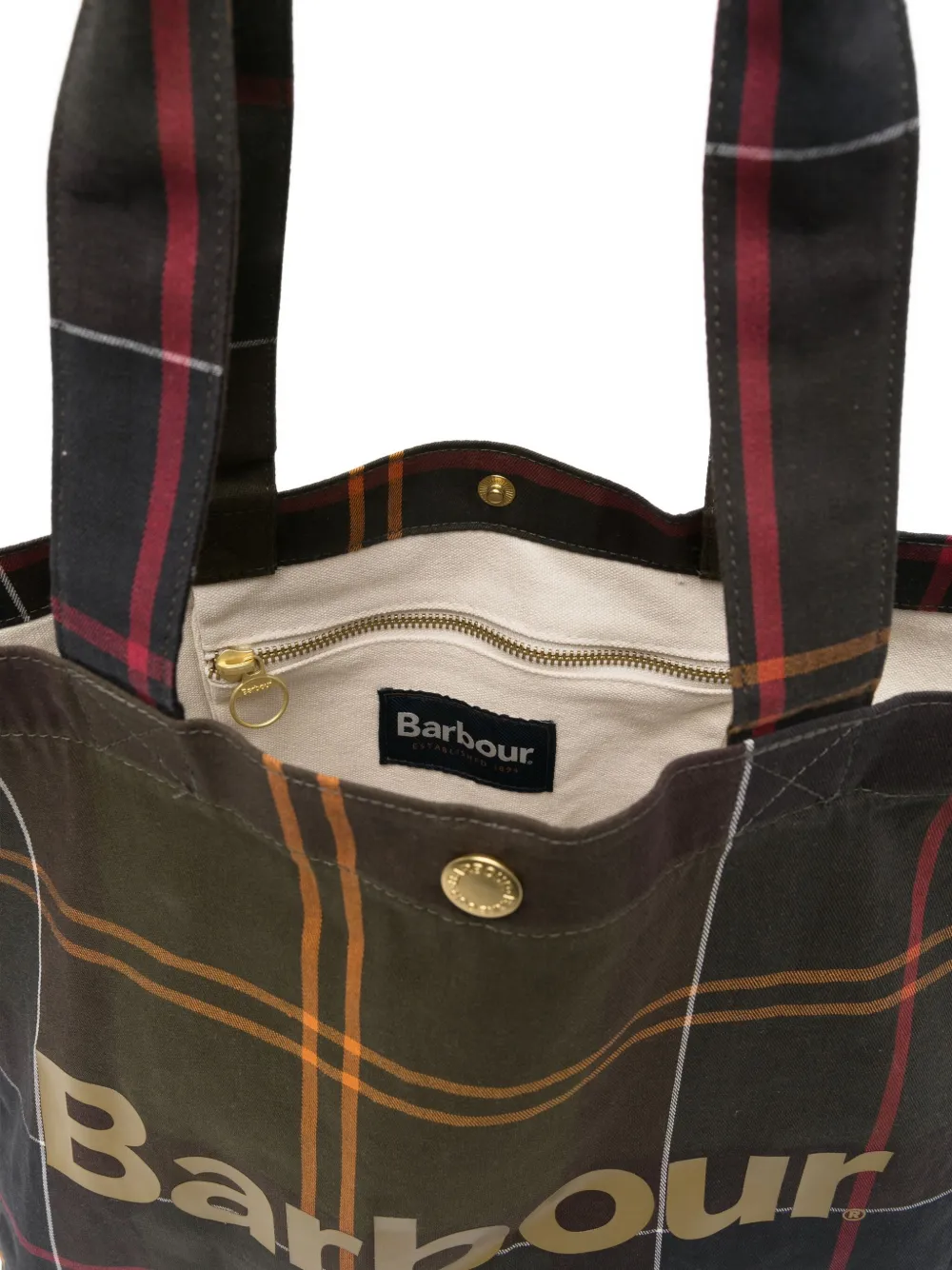 Barbour Geruite shopper Groen