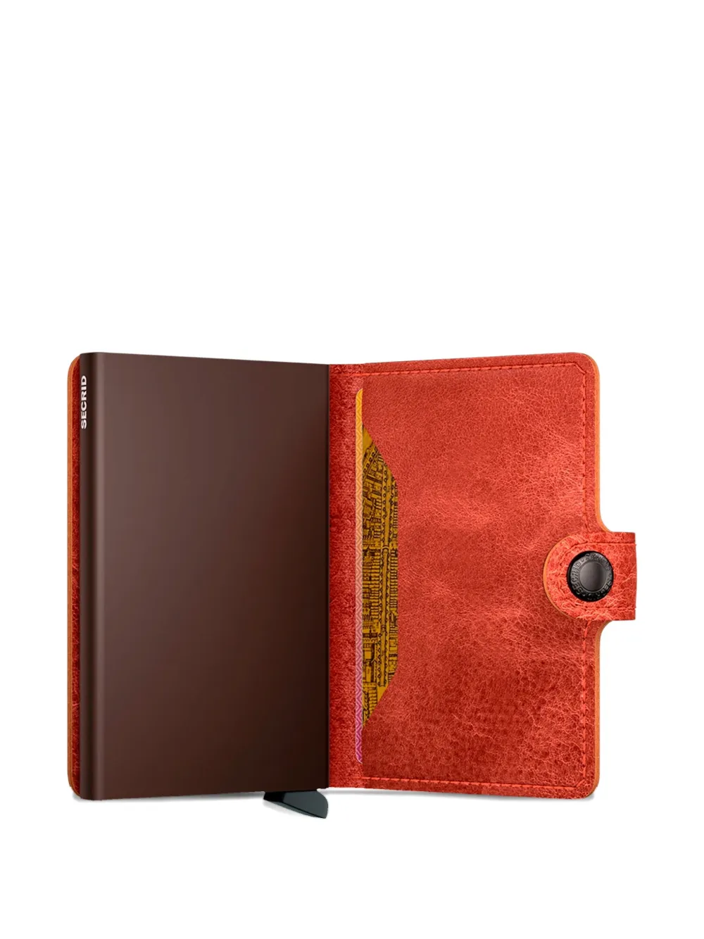 Secrid Miniwallet Leather Button Cardholder In Orange