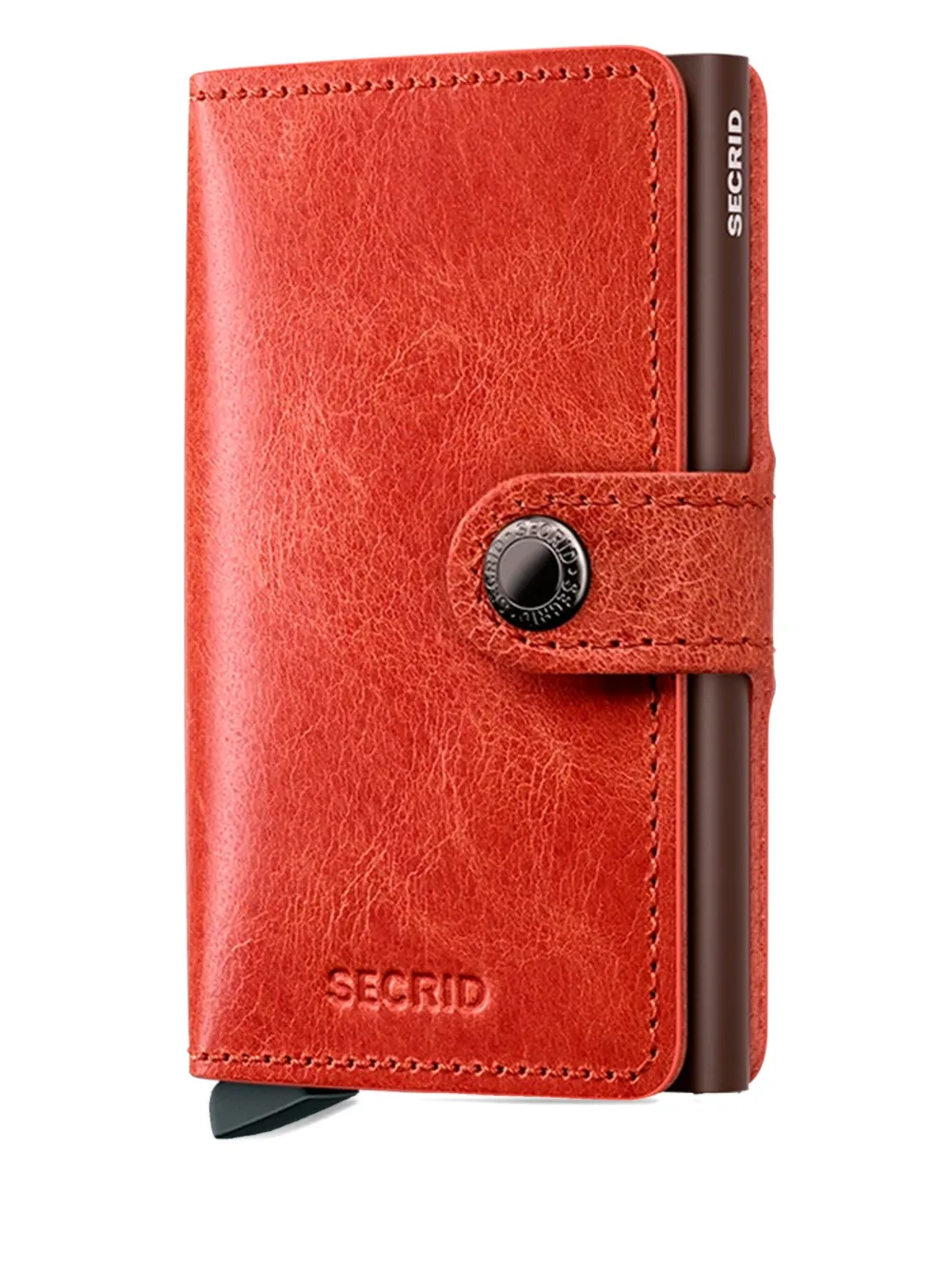 Secrid Miniwallet Leather Button Cardholder In Orange