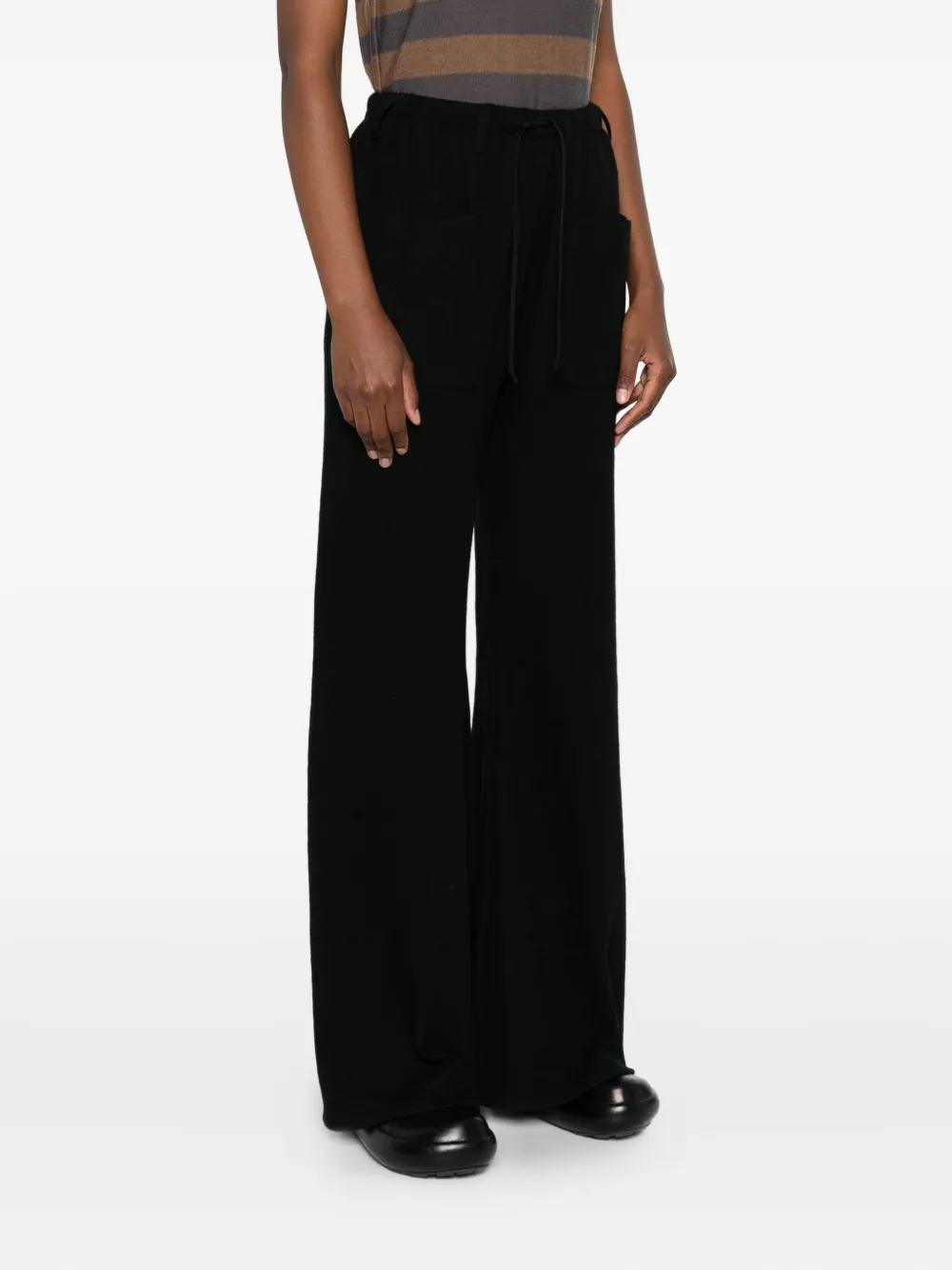 Hannes Roether Drawstring-waist Flared Trousers In Black