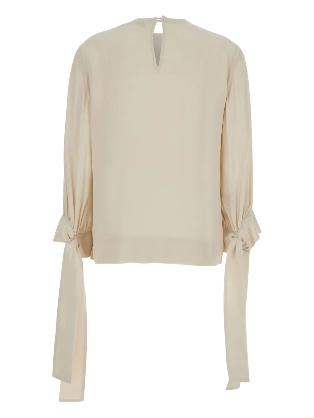 Tela balloon-sleeve tie-cuff blouse - Beige