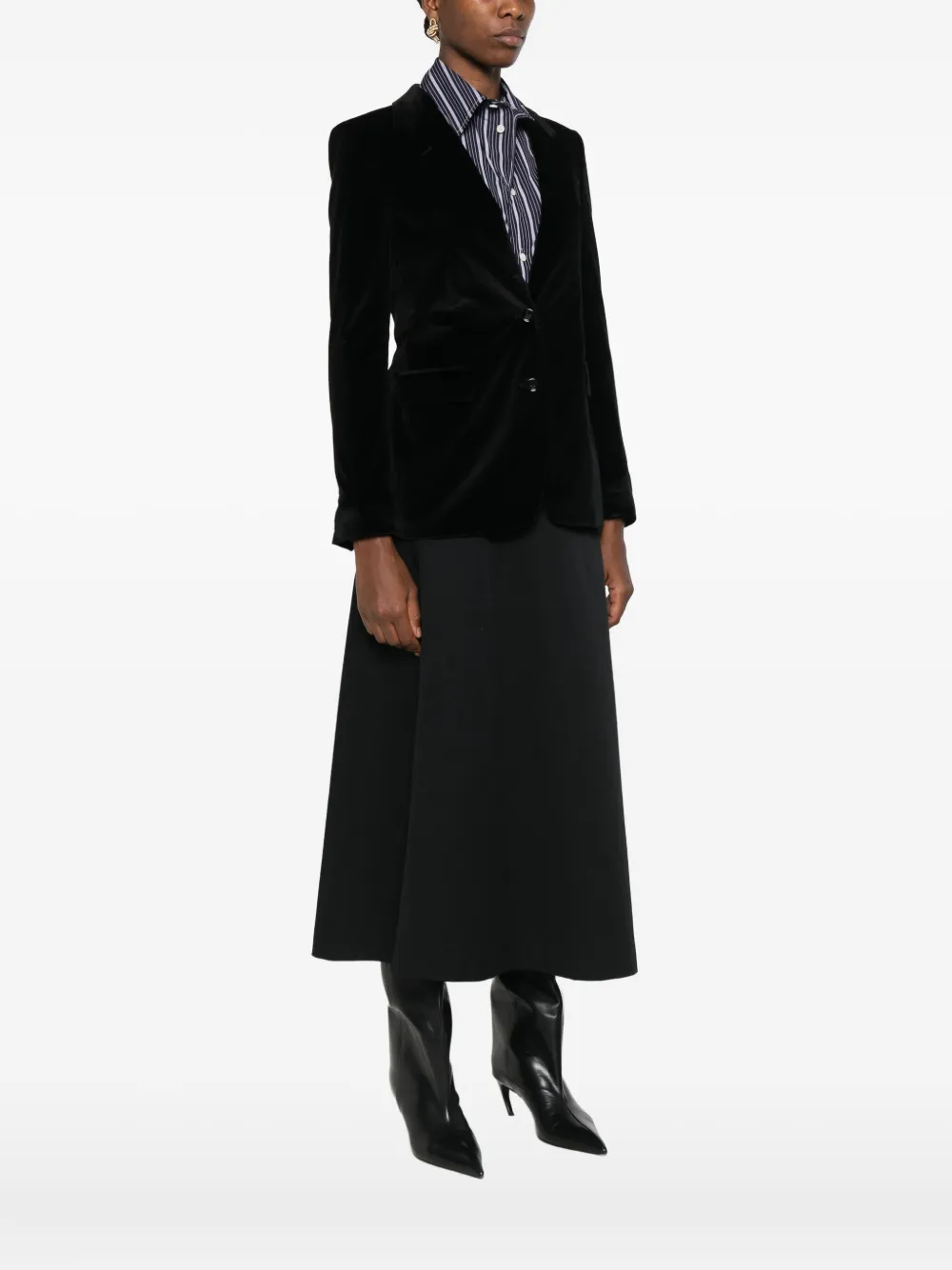 Tagliatore Velvet Button Blazer In Black