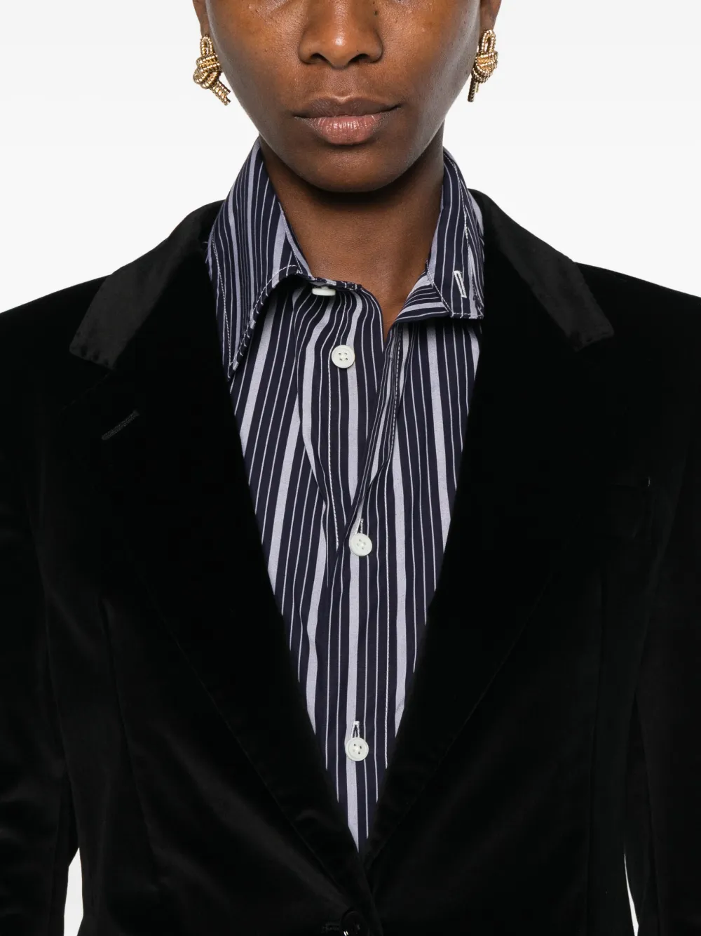Tagliatore Velvet Button Blazer In Black