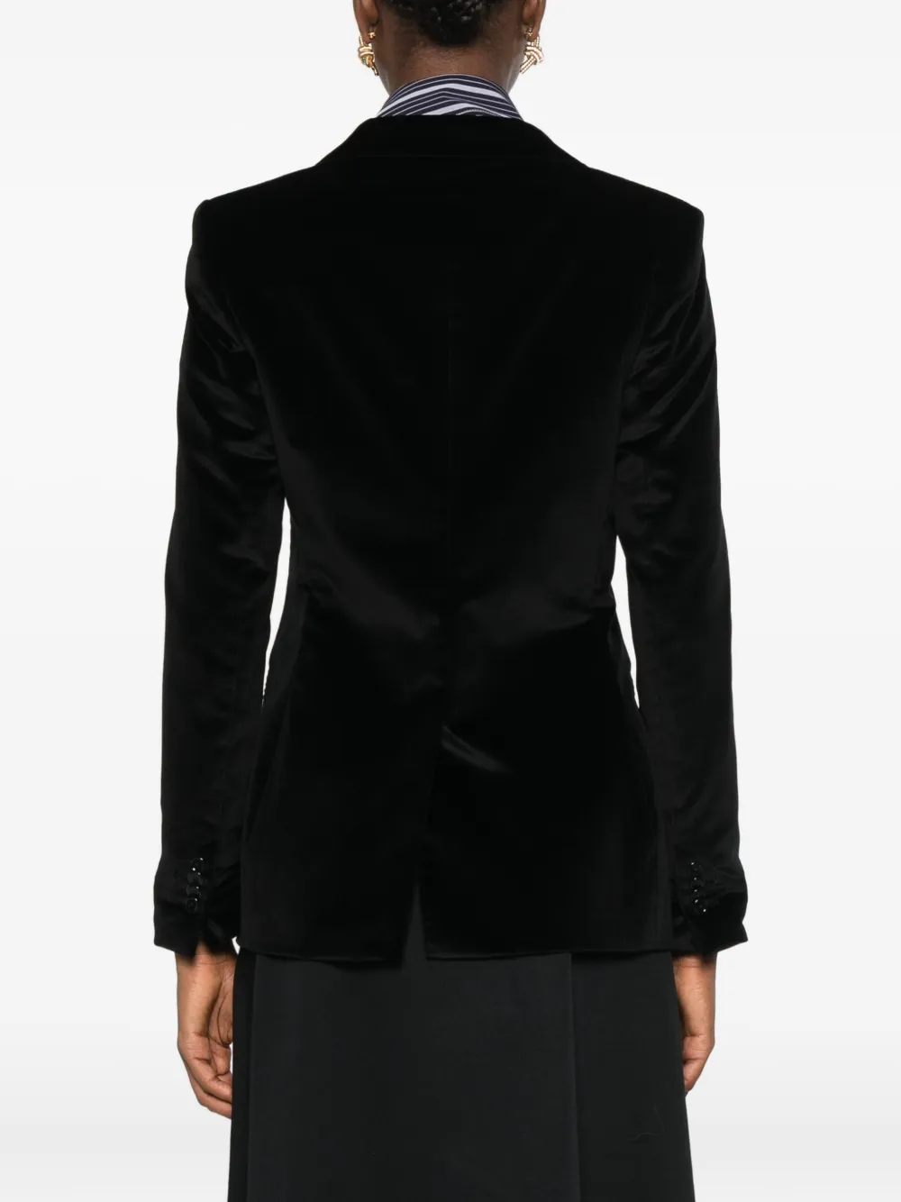 Tagliatore Velvet Button Blazer In Black