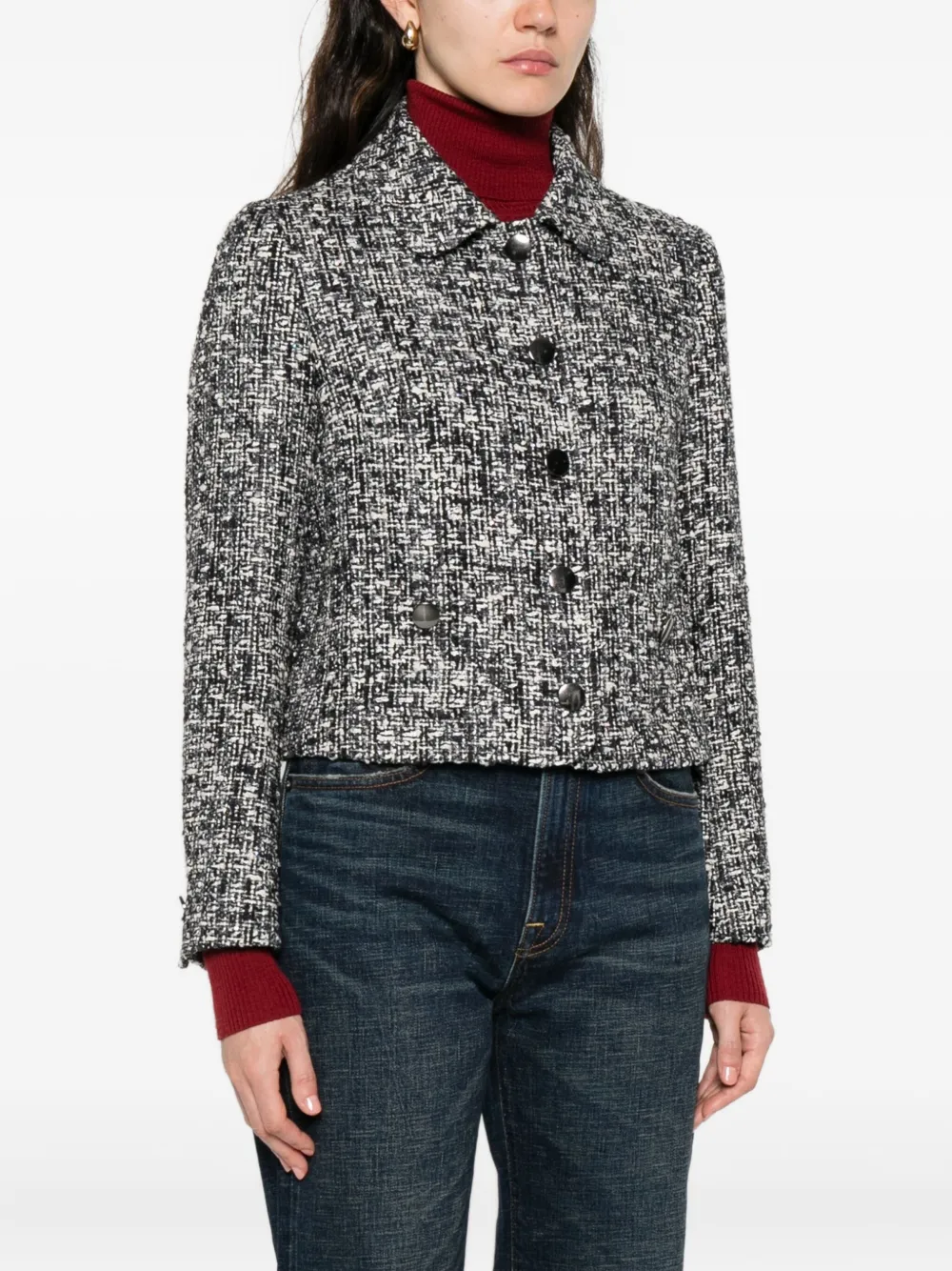 Tagliatore Idelle Cropped Tweed Jacket In Gold
