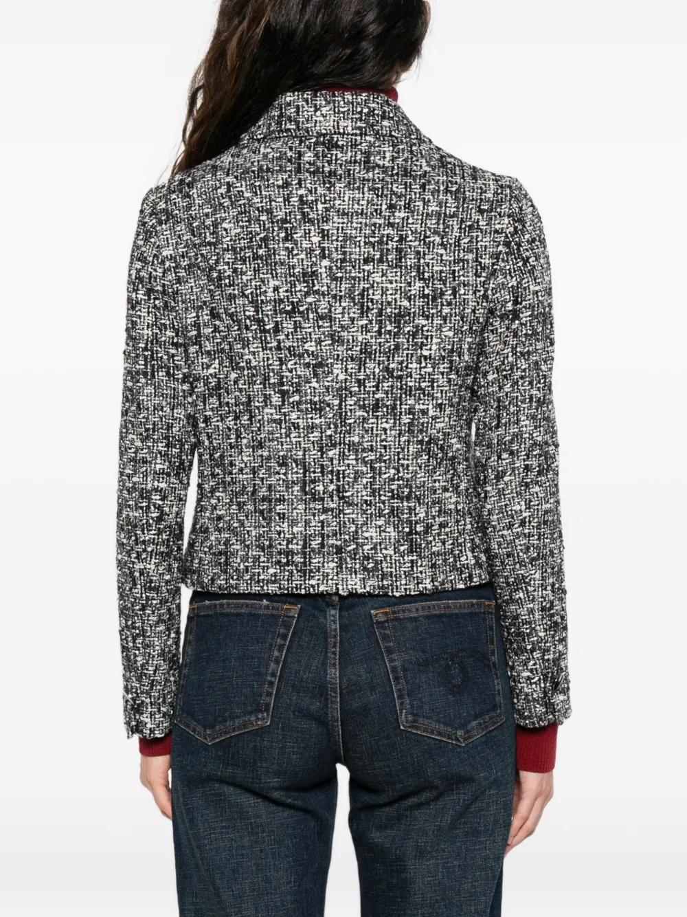 Tagliatore Idelle Cropped Tweed Jacket In Gold