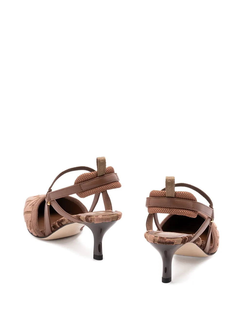 FENDI 55 mm slingback pumps met monogram-patroon Bruin