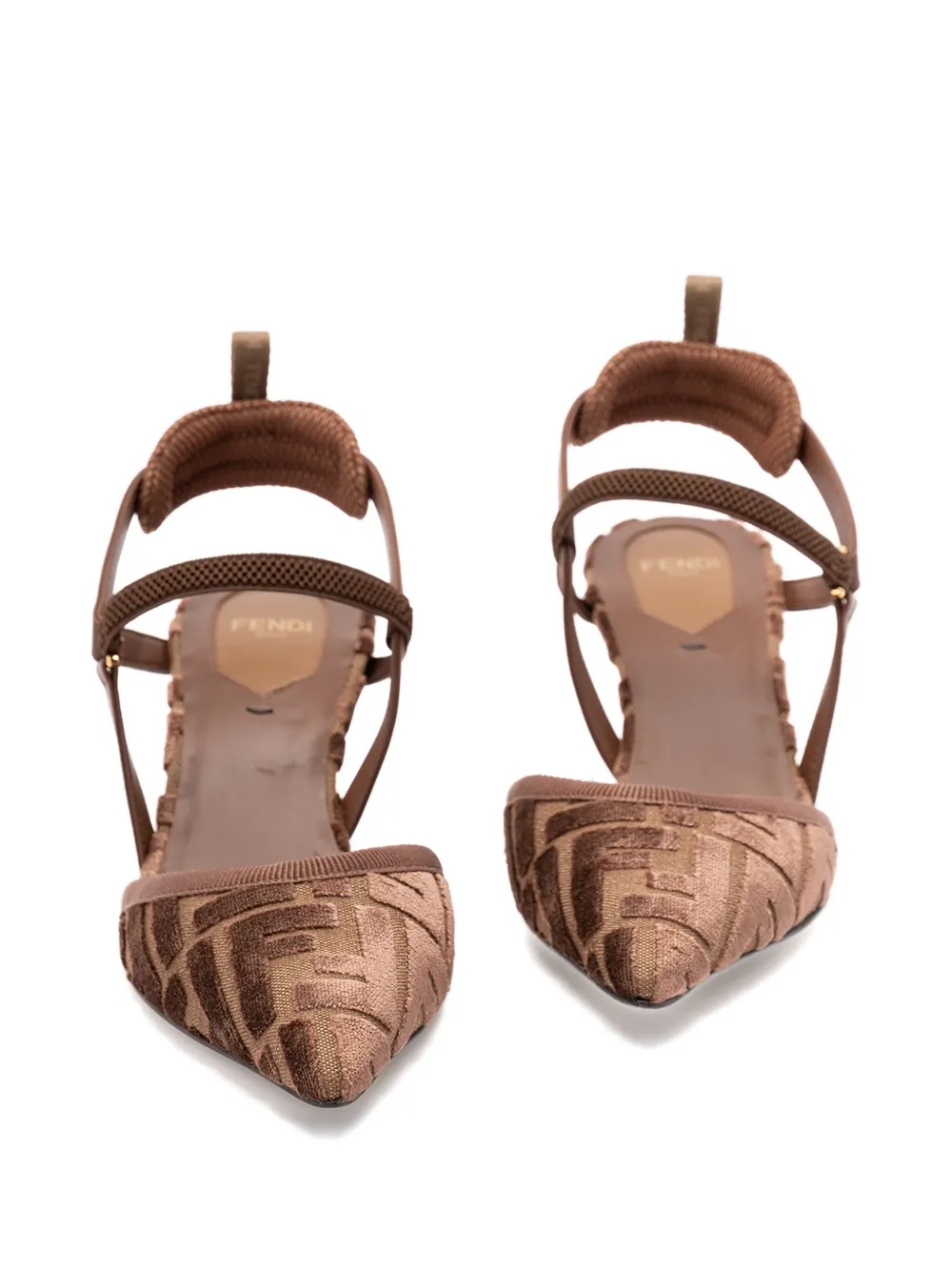 FENDI 55 mm slingback pumps met monogram-patroon Bruin