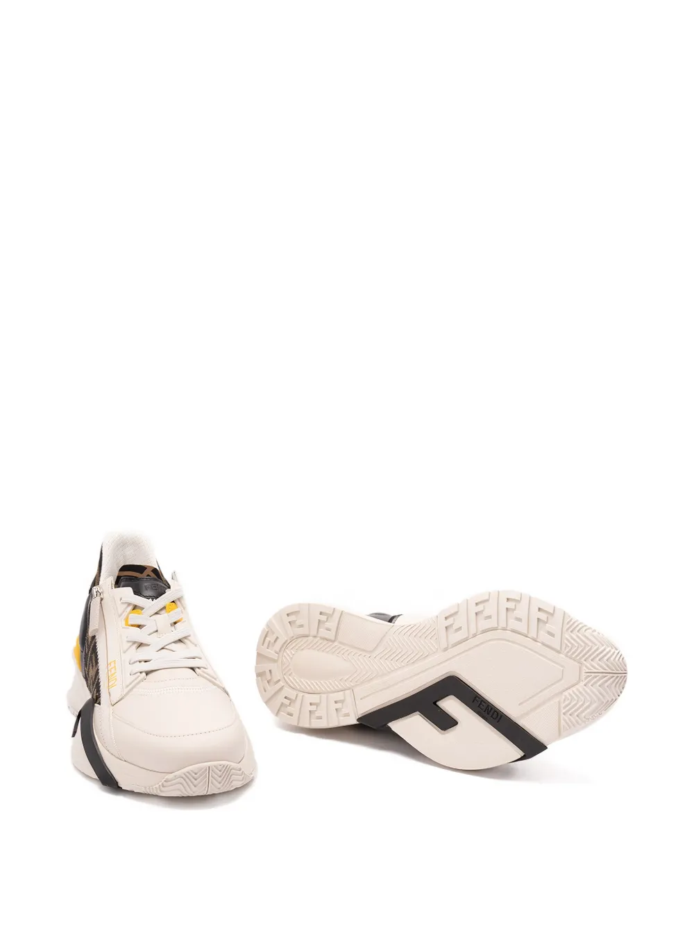 FENDI Flow FF logo-leather senakers White