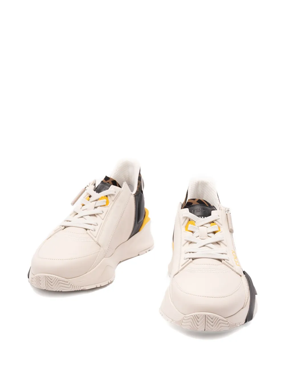 FENDI Flow FF logo-leather senakers White
