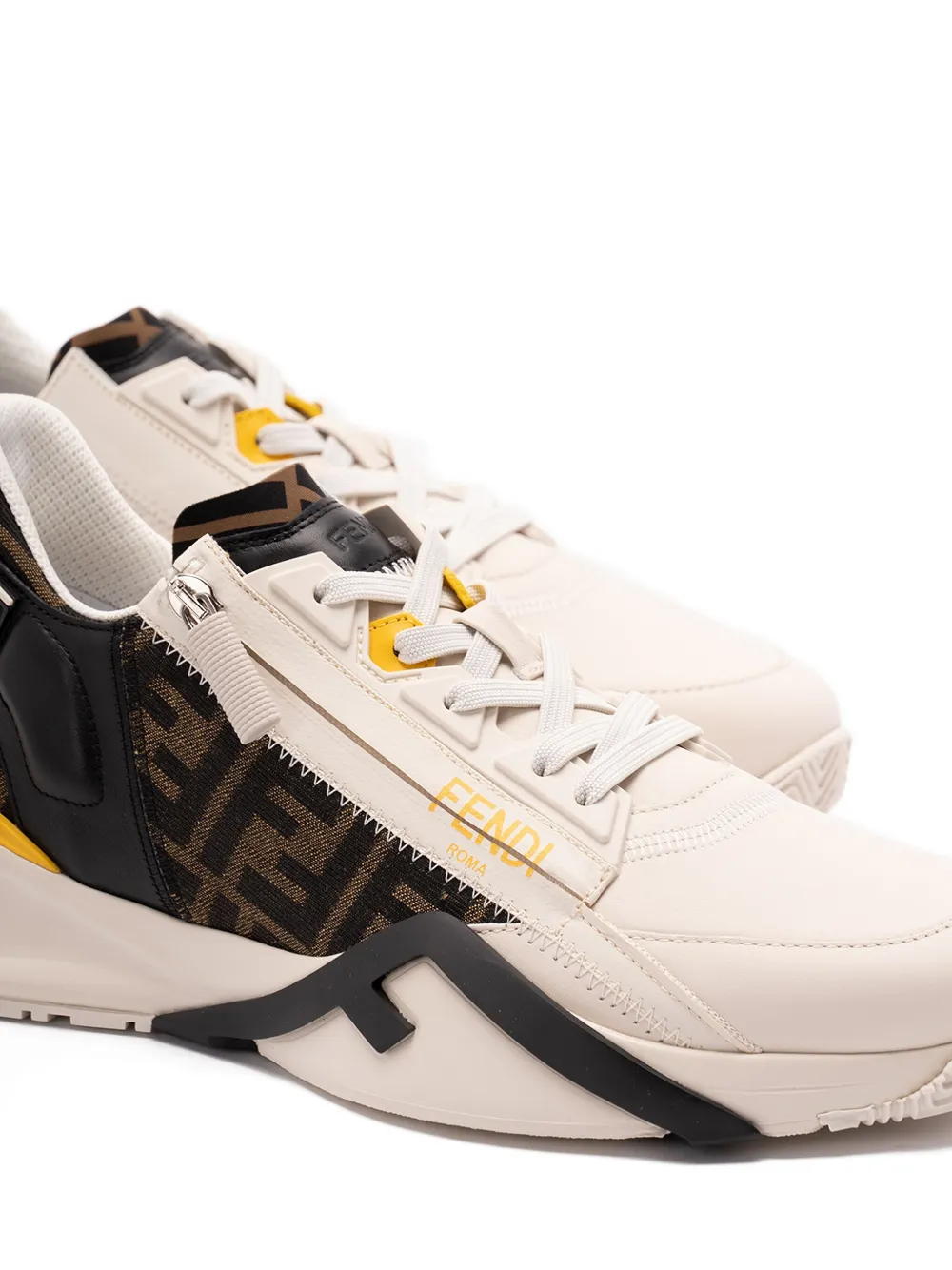 FENDI Flow FF logo-leather senakers White