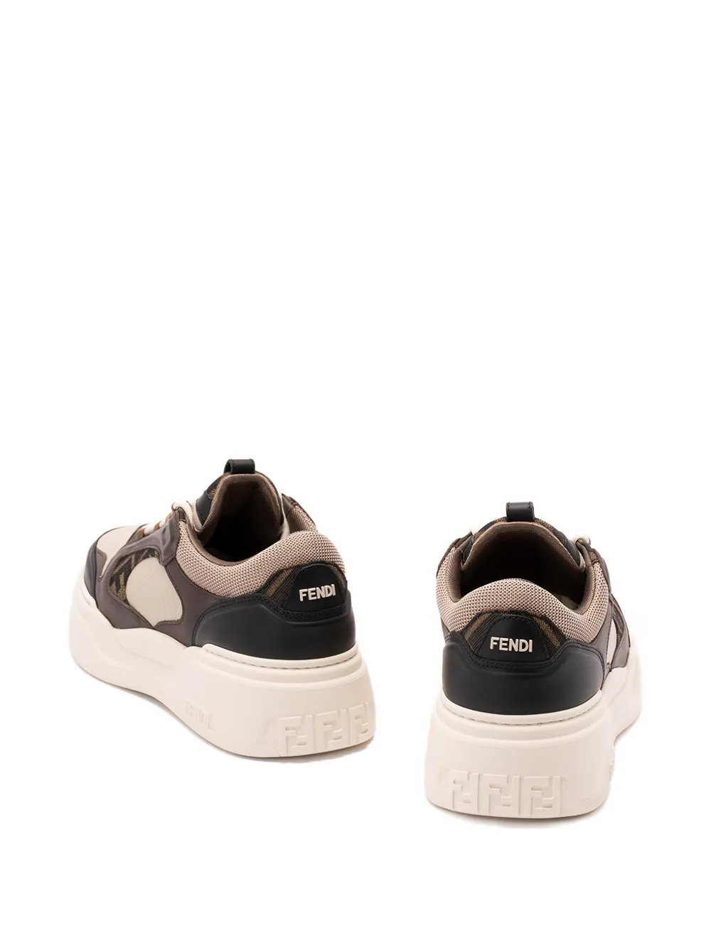 FENDI Force leather sneakers Brown