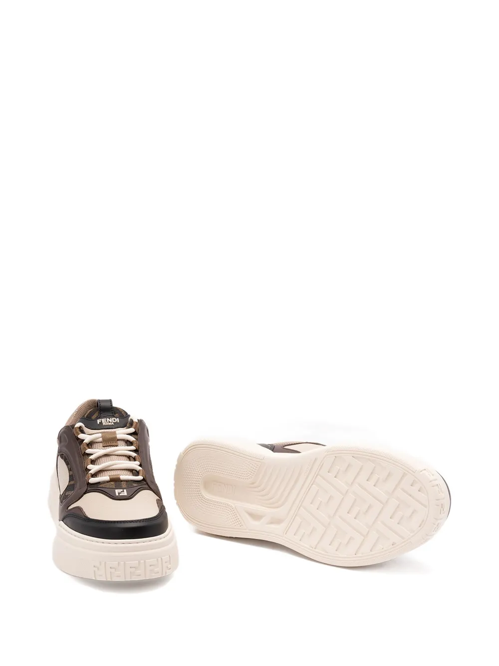 FENDI Force leather sneakers Brown