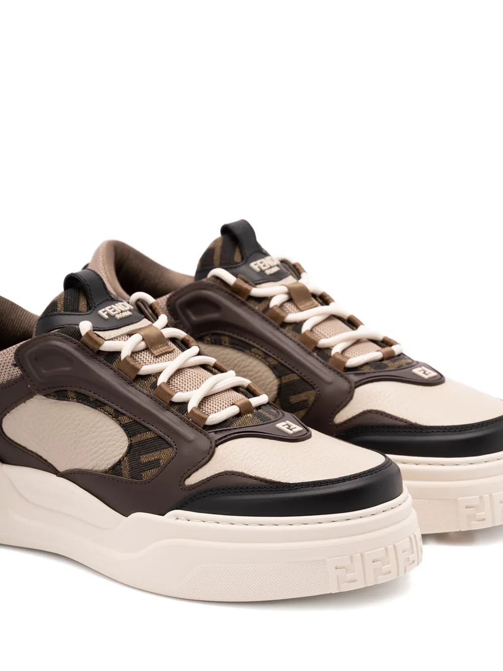 FENDI Force leather sneakers Brown