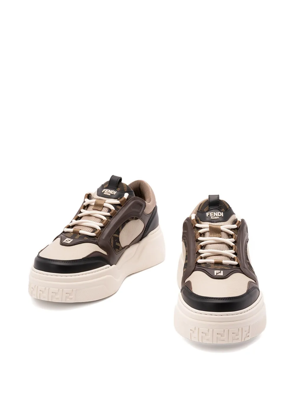 FENDI Force leather sneakers Brown