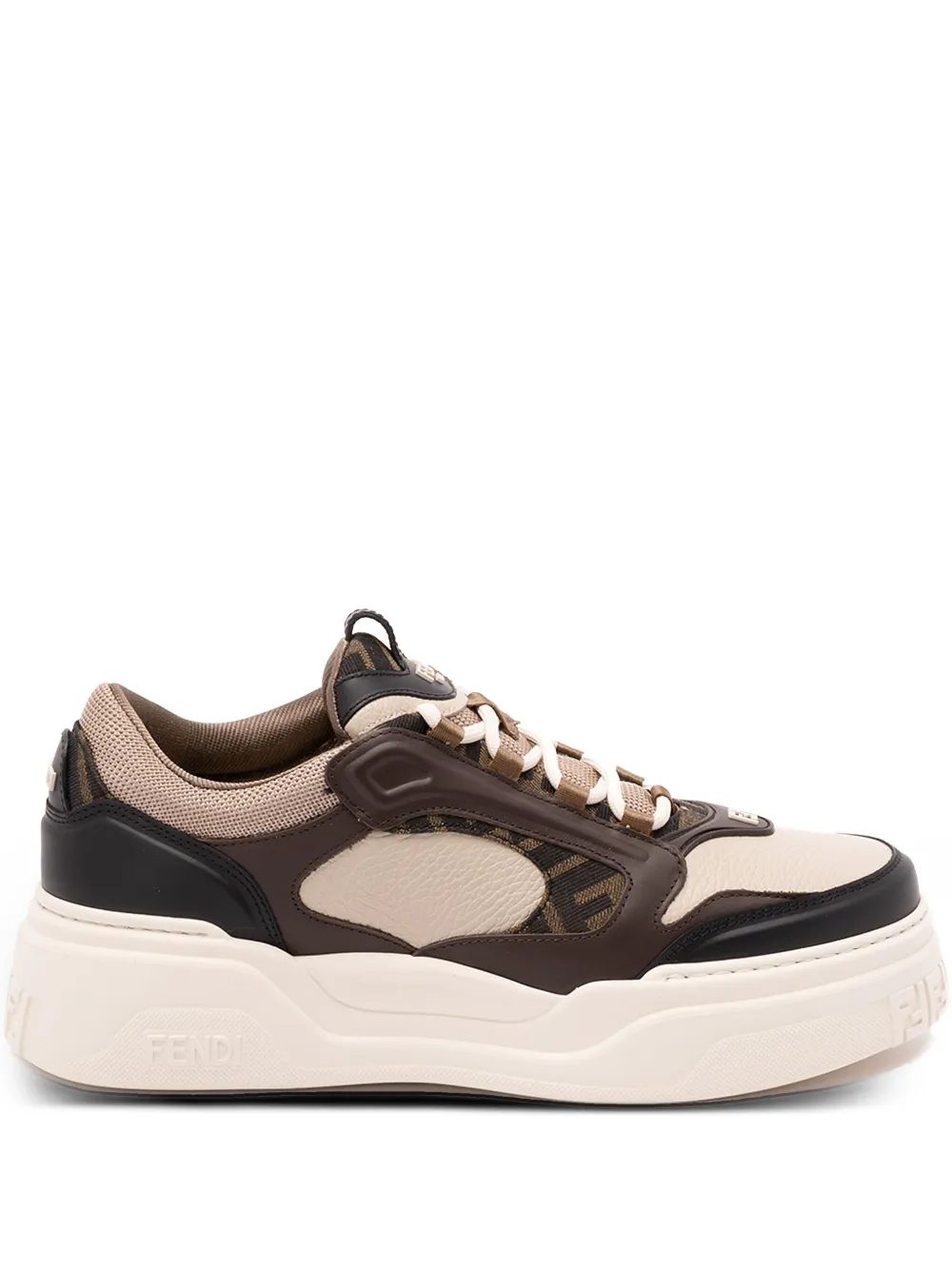 FENDI Force leather sneakers | Brown | Image 1