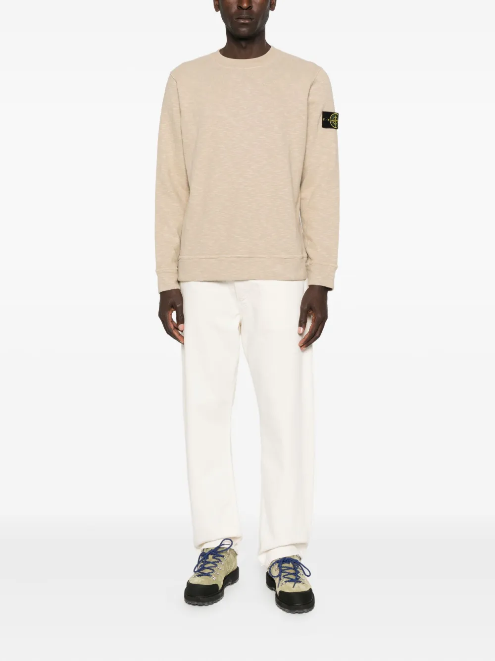 Stone Island logo-patch cotton sweatshirt - Beige