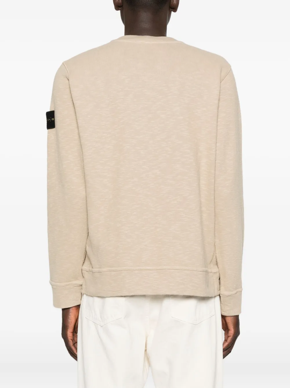 Stone Island Crew Neck Long Sleeve Sweatshirt With Ribbed Cuffs And Hem In Neutral