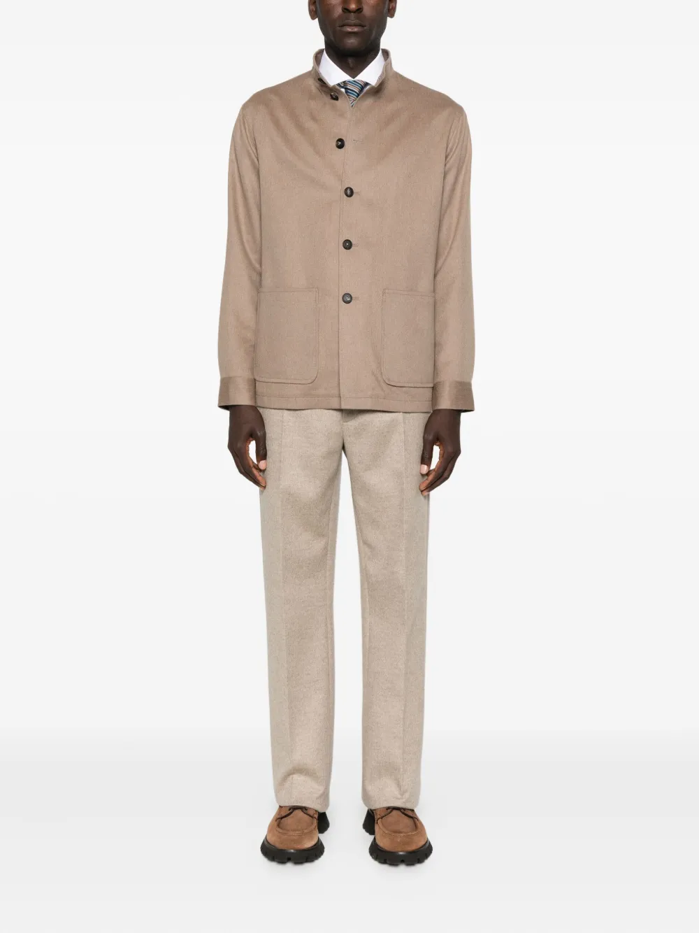 Tagliatore Patch-pocket Button-front Jacket In Brown