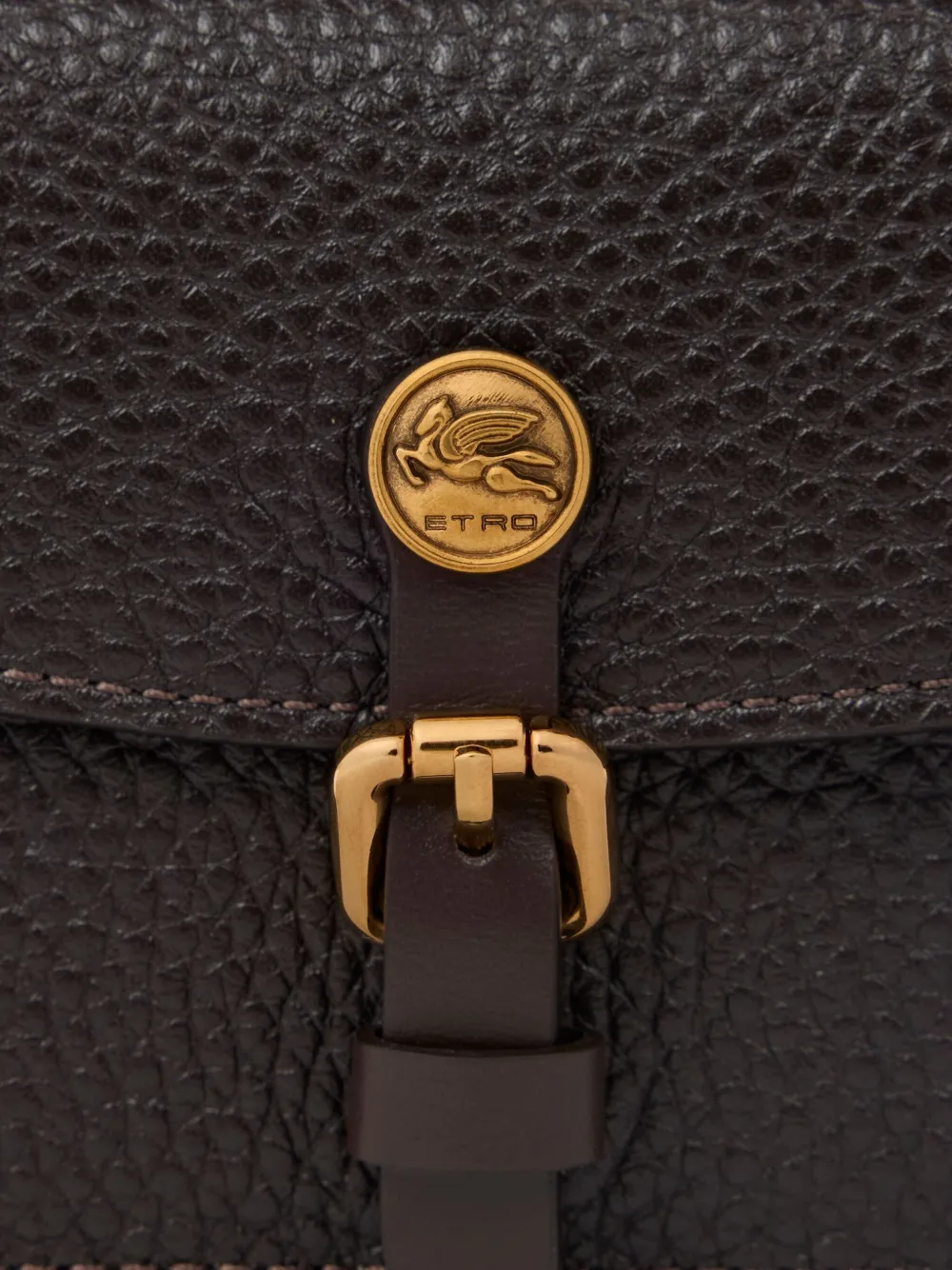 Etro Pony Leather Card Holder In Brown