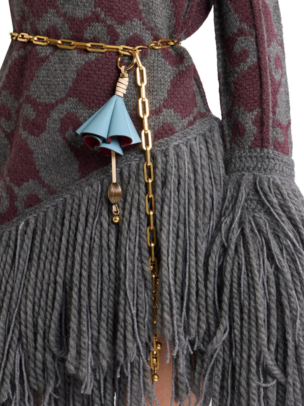 ETRO Flower leren sleutelhanger Blauw