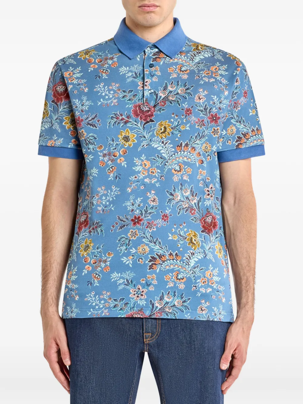 ETRO Poloshirt met bloemenprint - Blauw