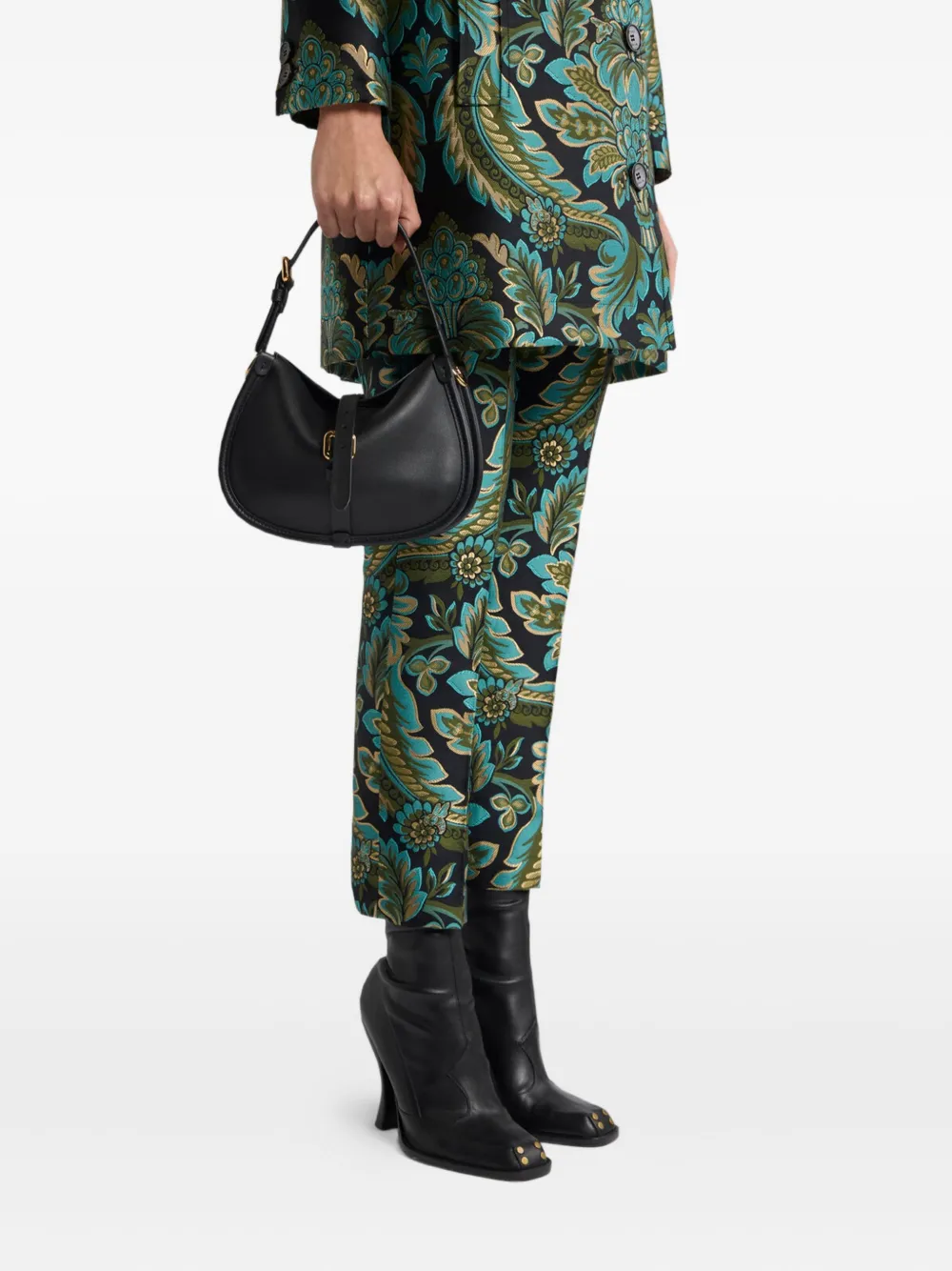 ETRO small Pony leather shoulder bag - Zwart