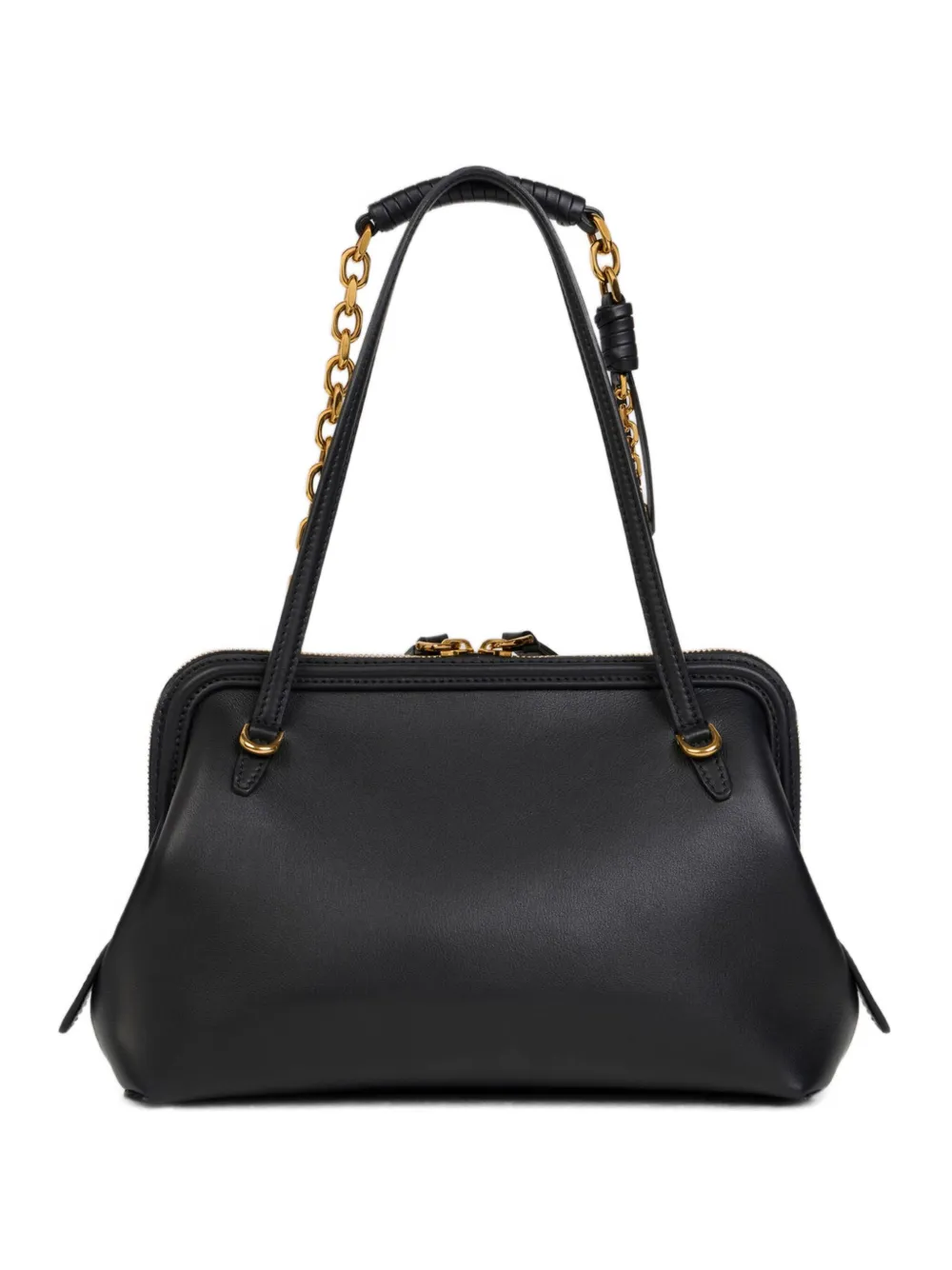 Etro Chain-trimmed Leather Shoulder Bag In Black