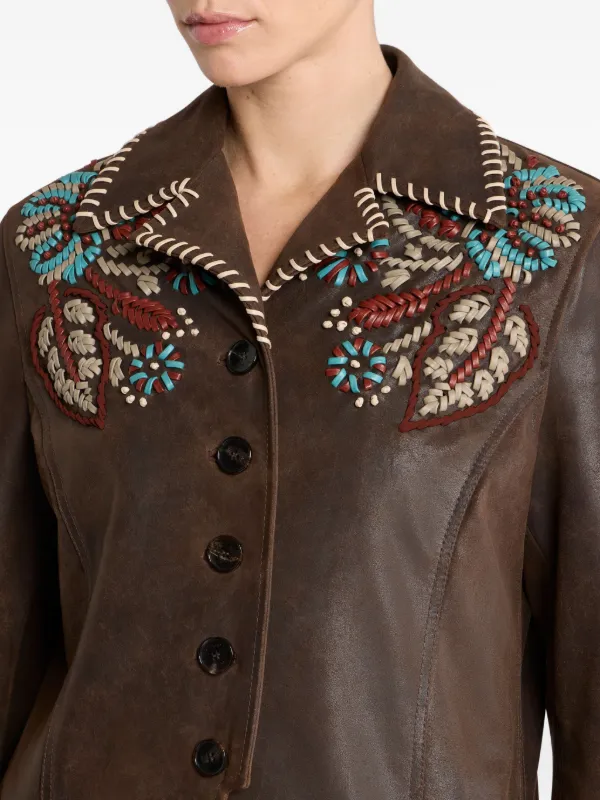 ETRO ペイズリー柄ジャケット ブラウン ETRO ペイズリー レザージャケット | ブラウン | FARFETCH JP