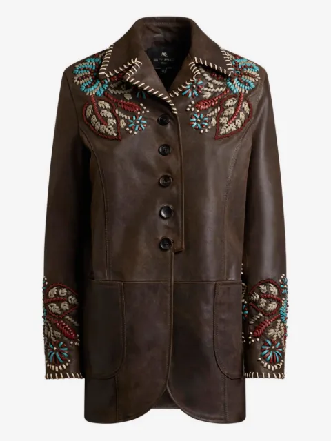 ETRO leather jacket with threading