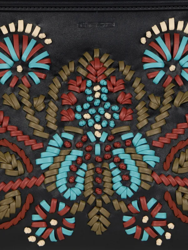 ETRO Embroidered Leather Shoulder Bag | Black | FARFETCH