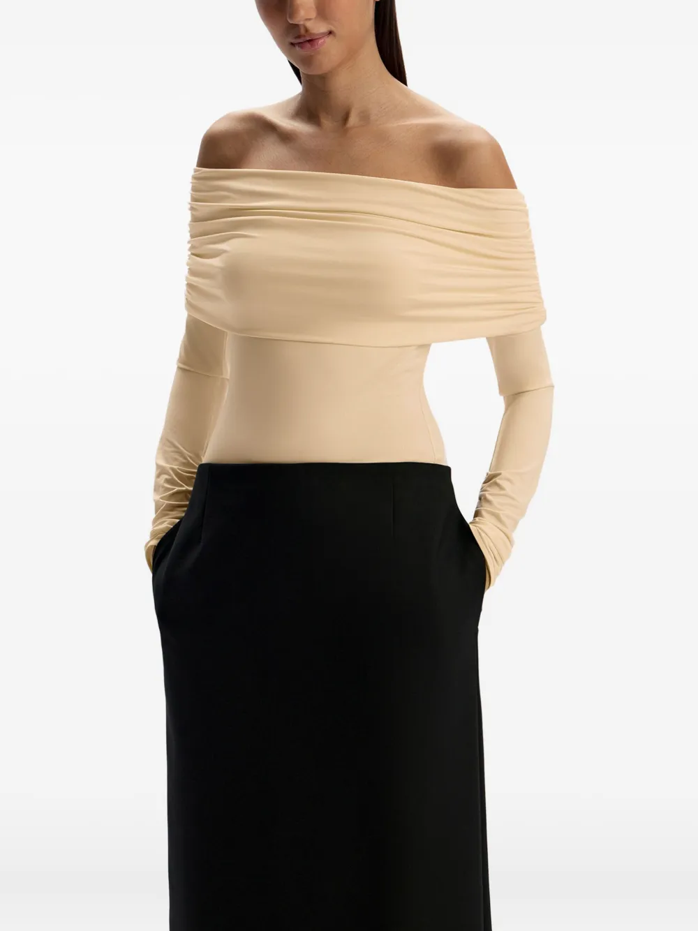 12 Storeez Draped Off-shoulder Top In Neutral