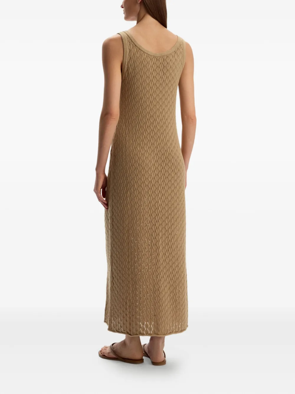 12 STOREEZ Gebreide maxi-jurk met diamantpatroon Bruin