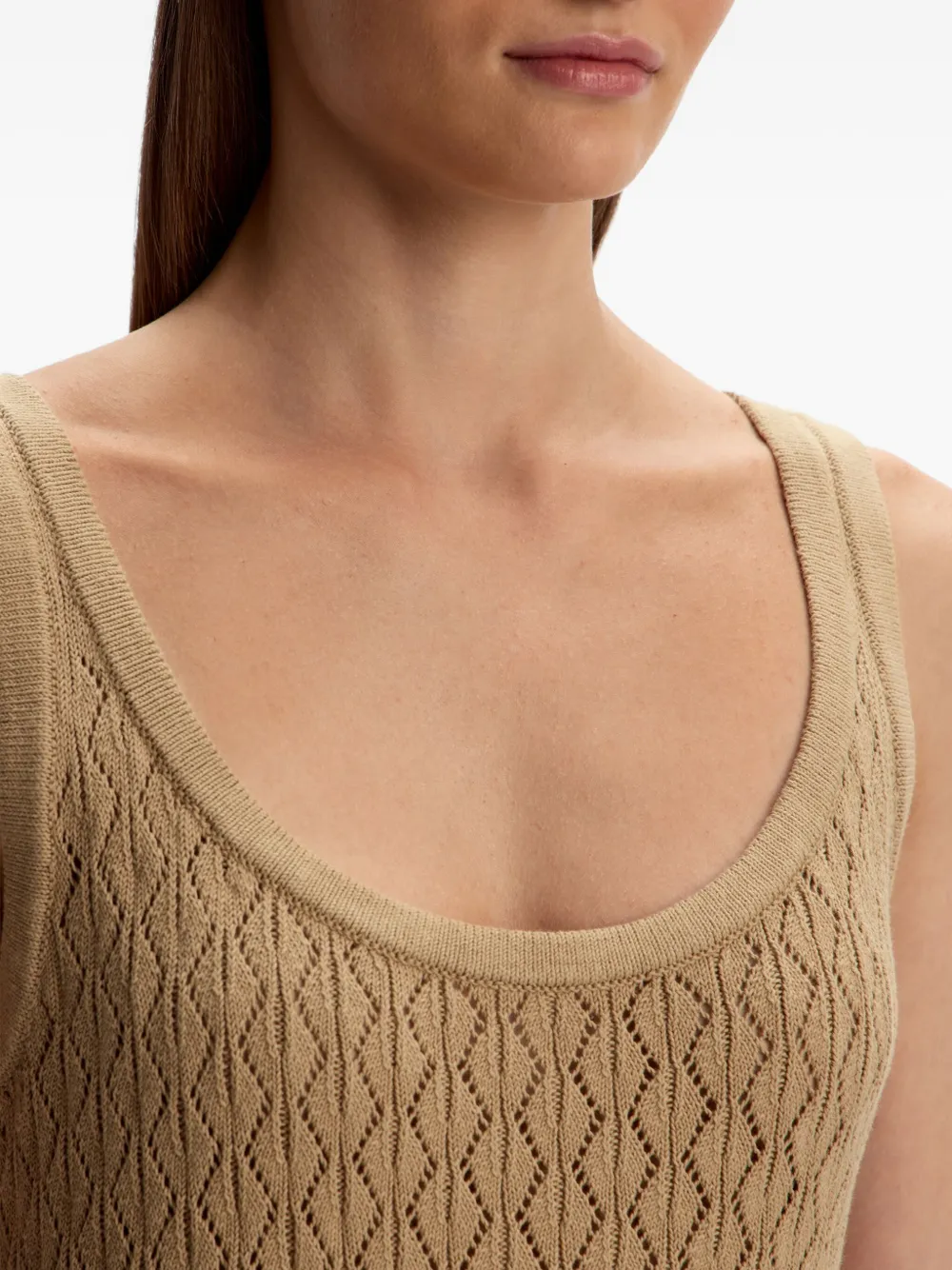 12 STOREEZ Gebreide maxi-jurk met diamantpatroon Bruin